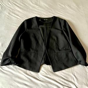 🆕 Amanda + Chelsea Collarless Ruched Sleeve Pique Knit Blazer in black (NWOT)